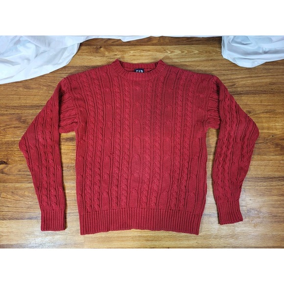 GAP Sweaters - GAP Knitted Sweater Sze M Red Vintage Cable Sweater Women's Pullover Oversized
